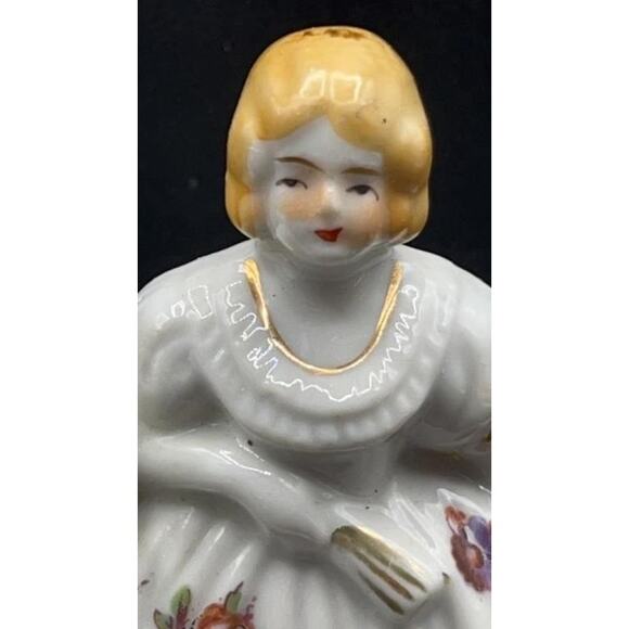 VTG Japanese Porcelain Colonial Man & Woman Bookends Hand-painted w/ 22K Gold - Picture 5 of 16